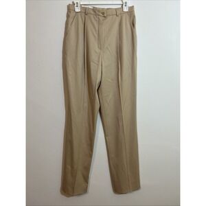 Escada Womens Career Pants Wool High Rise Pleated Cream Tan Beige 28x32